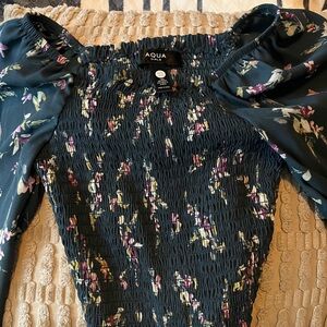 Aqua Forest Green Floral Blouse